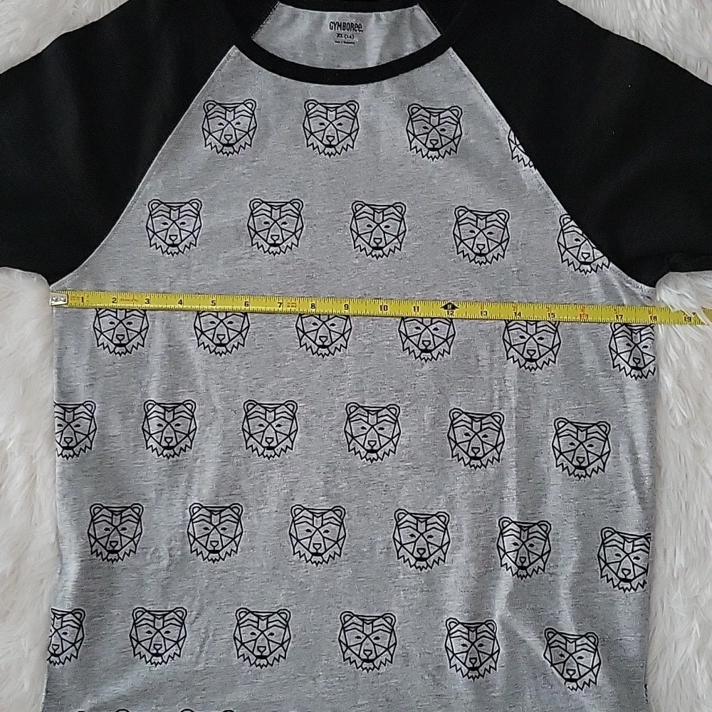 Gymboree Bear Print Long Sleeve T-Shirt Gray And Black Boys Size XL 14